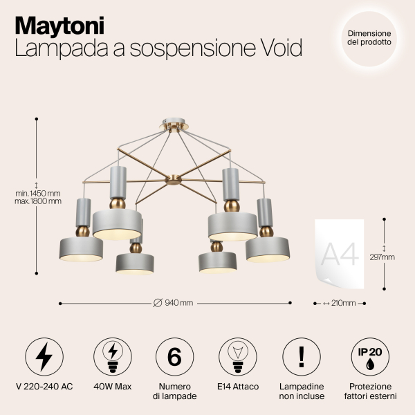 Подвесной светильник Maytoni MOD030PL-06GR Подвесной светильник Maytoni MOD030PL-06GR