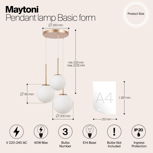 Подвесной светильник Maytoni MOD321PL-03G1 Подвесной светильник Maytoni MOD321PL-03G1