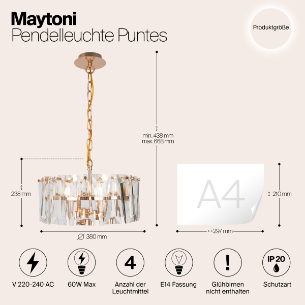 Подвесной светильник Maytoni MOD043PL-04G Подвесной светильник Maytoni MOD043PL-04G
