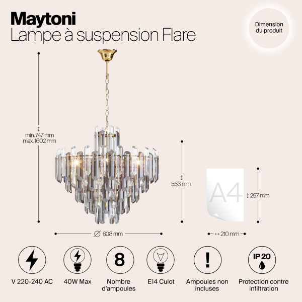 Подвесной светильник Maytoni DIA200PL-08G Подвесной светильник Maytoni DIA200PL-08G