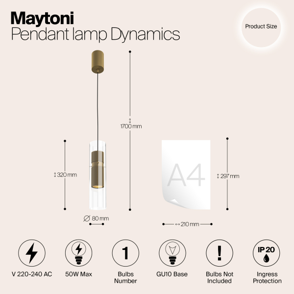 Подвесной светильник Maytoni MOD326PL-01MG Подвесной светильник Maytoni MOD326PL-01MG