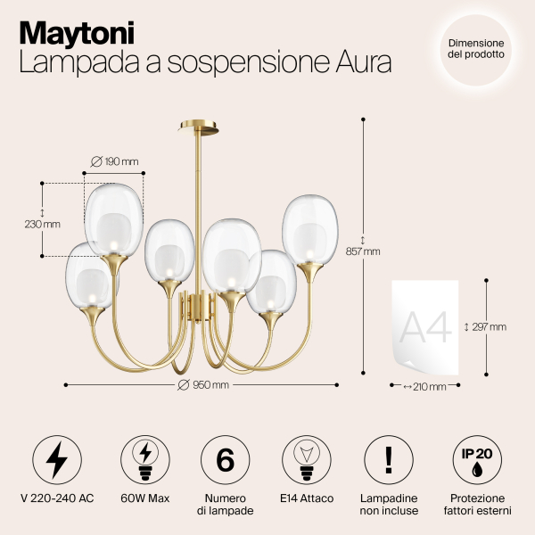 Подвесной светильник Maytoni MOD016PL-06BS Подвесной светильник Maytoni MOD016PL-06BS