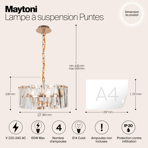 Подвесной светильник Maytoni MOD043PL-04G Подвесной светильник Maytoni MOD043PL-04G