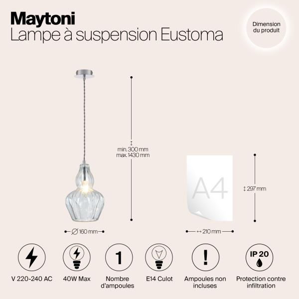 Подвесной светильник Maytoni MOD238-PL-01-TR