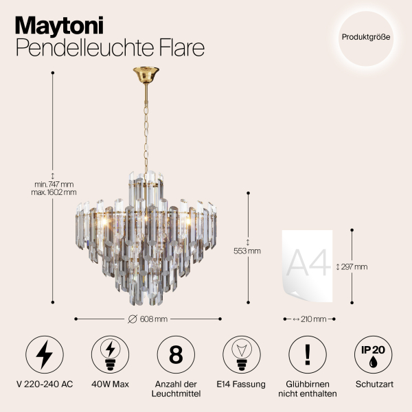 Подвесной светильник Maytoni DIA200PL-08G Подвесной светильник Maytoni DIA200PL-08G