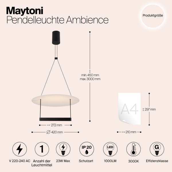 Подвесной светильник Maytoni MOD280PL-L23B3K