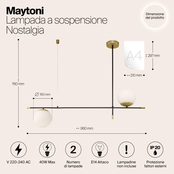 Подвесной светильник Maytoni MOD048PL-02G Подвесной светильник Maytoni MOD048PL-02G
