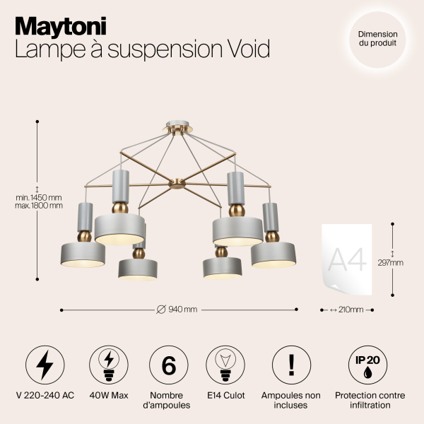 Подвесной светильник Maytoni MOD030PL-06GR Подвесной светильник Maytoni MOD030PL-06GR