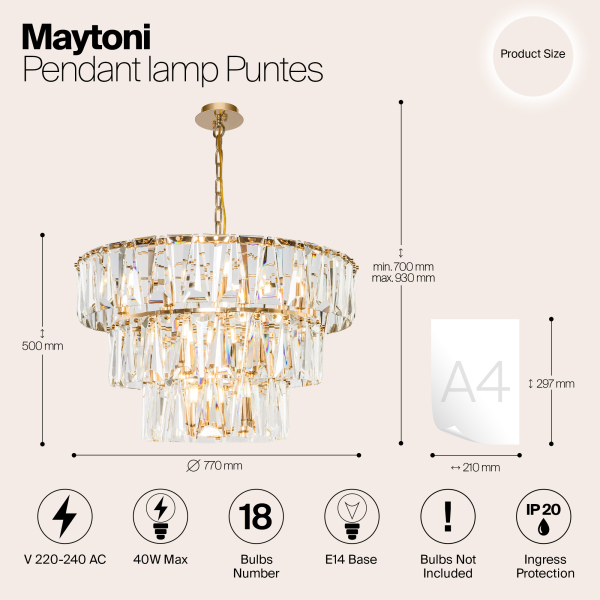 Подвесной светильник Maytoni MOD043PL-18G Подвесной светильник Maytoni MOD043PL-18G