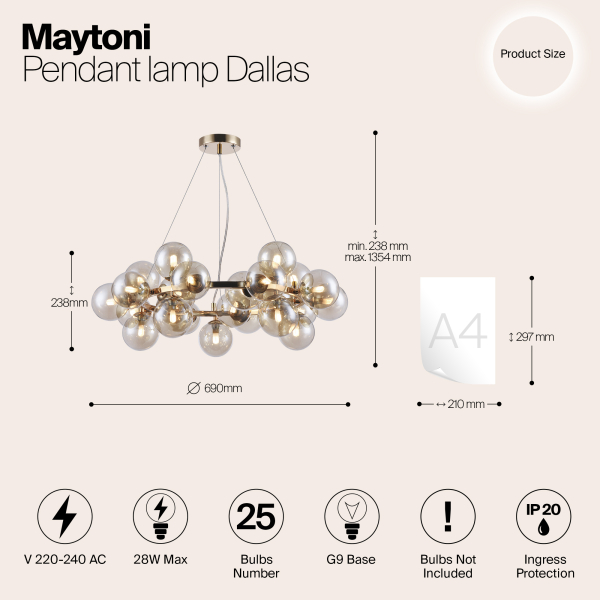 Подвесной светильник Maytoni MOD548PL-25G Подвесной светильник Maytoni MOD548PL-25G
