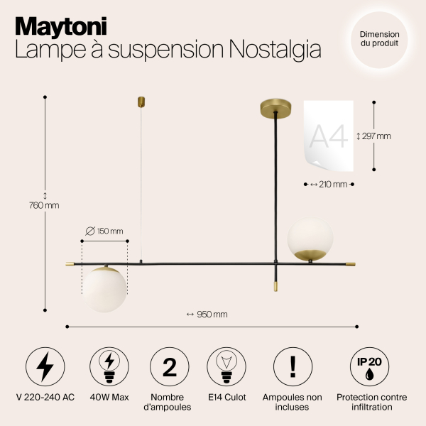 Подвесной светильник Maytoni MOD048PL-02G Подвесной светильник Maytoni MOD048PL-02G