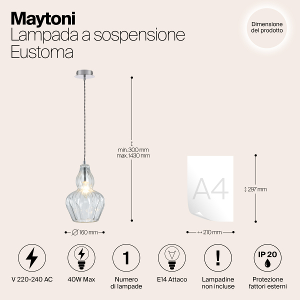Подвесной светильник Maytoni MOD238-PL-01-TR