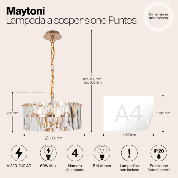 Подвесной светильник Maytoni MOD043PL-04G Подвесной светильник Maytoni MOD043PL-04G