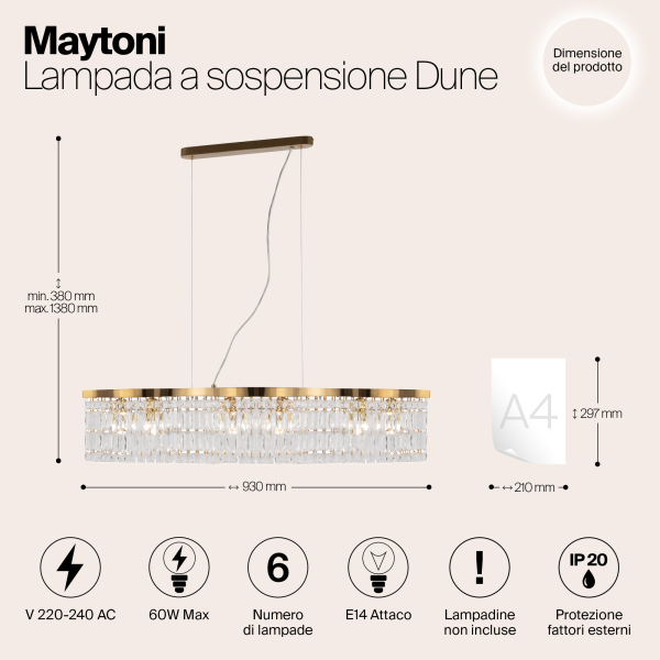 Подвесной светильник Maytoni DIA005PL-06G