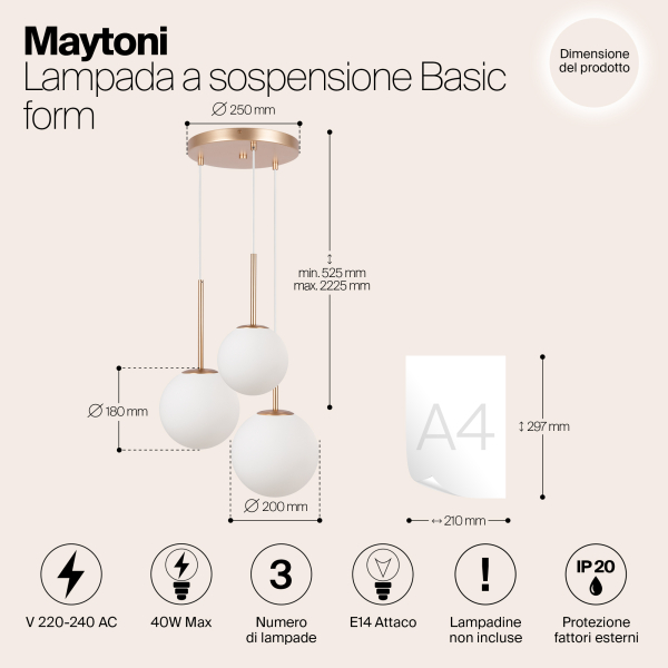 Подвесной светильник Maytoni MOD321PL-03G1 Подвесной светильник Maytoni MOD321PL-03G1