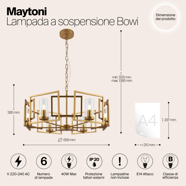 Подвесной светильник Maytoni H009PL-06G Подвесной светильник Maytoni H009PL-06G