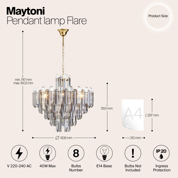 Подвесной светильник Maytoni DIA200PL-08G Подвесной светильник Maytoni DIA200PL-08G