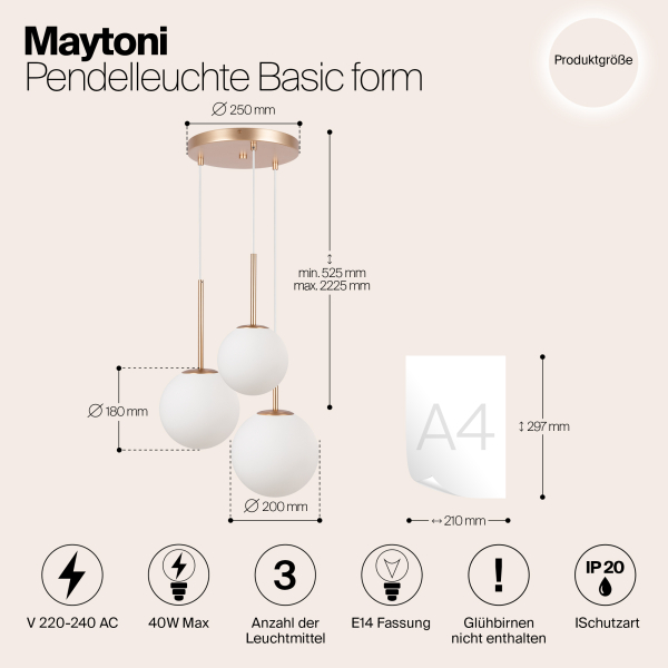 Подвесной светильник Maytoni MOD321PL-03G1 Подвесной светильник Maytoni MOD321PL-03G1