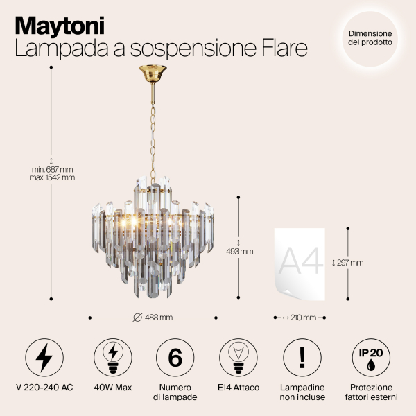 Подвесной светильник Maytoni DIA200PL-06G Подвесной светильник Maytoni DIA200PL-06G