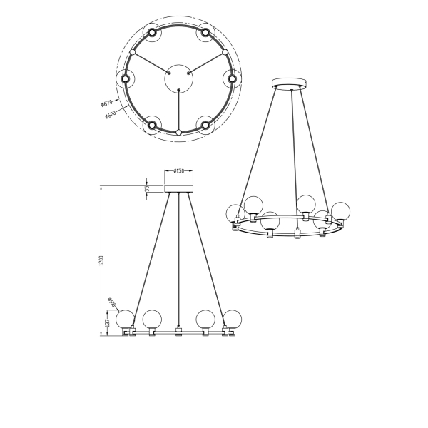 Подвесной светильник Freya FR4005PL-06B