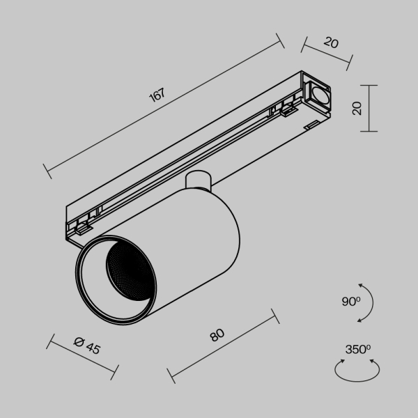 Уличный трековый светильник Outdoor O-TR02-1-S-8WB4K