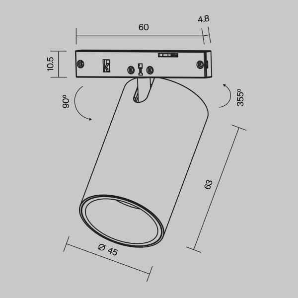 Трековый светильник Technical TR187-1-9W2.7K-M-BW Трековый светильник Technical TR187-1-9W2.7K-M-BW