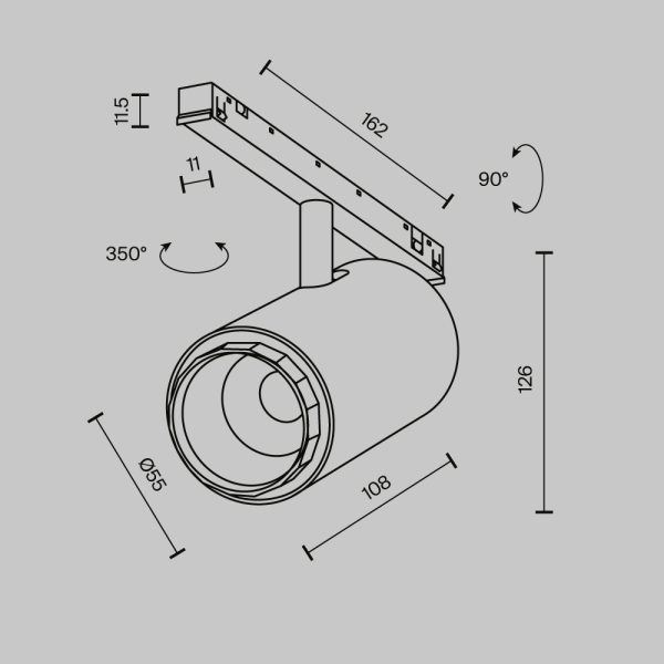 Трековый светильник Technical TR244-4-12WTW-DSZ-B