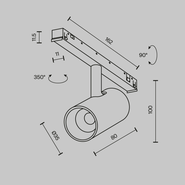 Трековый светильник Technical TR243-4-5WTW-DSZ-B