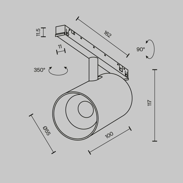 Трековый светильник Technical TR243-4-12WTW-DSZ-B