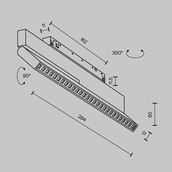 Трековый светильник Technical TR242-4-12WTW-DD2-B