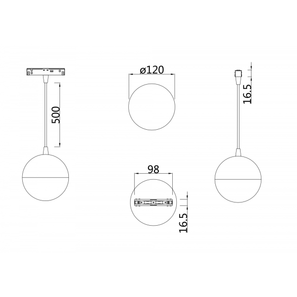 Трековый подвесной светильник Technical TR018-2-10W4K-B