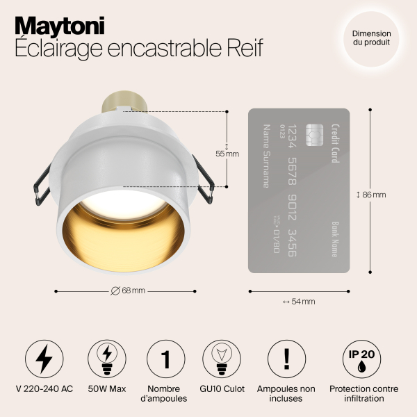 Встраиваемый светильник Technical DL050-01WG