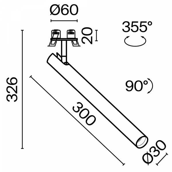 Встраиваемый светильник Technical C141RS-L300-6W3K-W