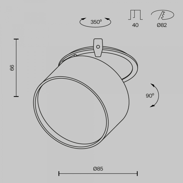 Встраиваемый светильник Technical DL024-12W-DTW-B