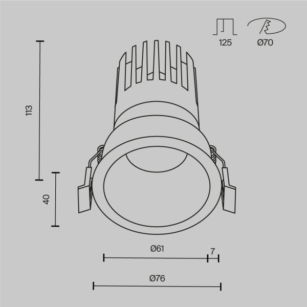 Встраиваемый светильник Technical DL118-15W-4K-B