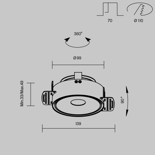 Встраиваемый светильник Technical DL060-9W3-4-6K-TRS-B Встраиваемый светильник Technical DL060-9W3-4-6K-TRS-B