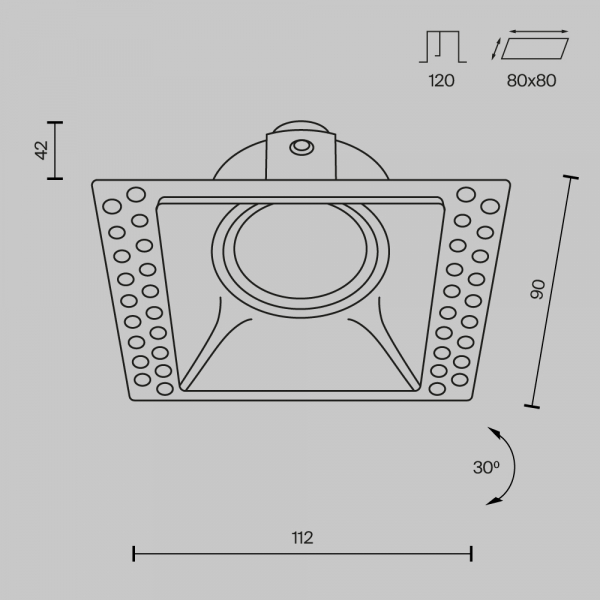 Встраиваемый светильник Technical DL042-01-SQ-B