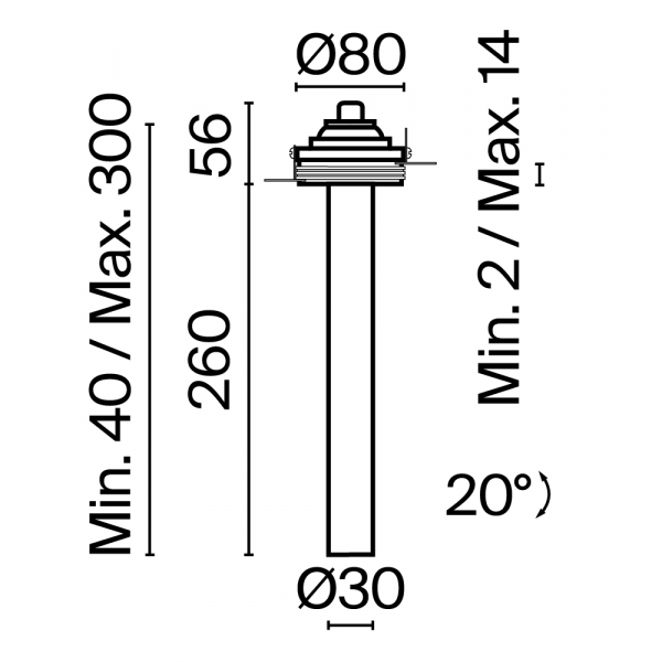 Встраиваемый светильник Technical C140TRS-L300-7W3K-BBS