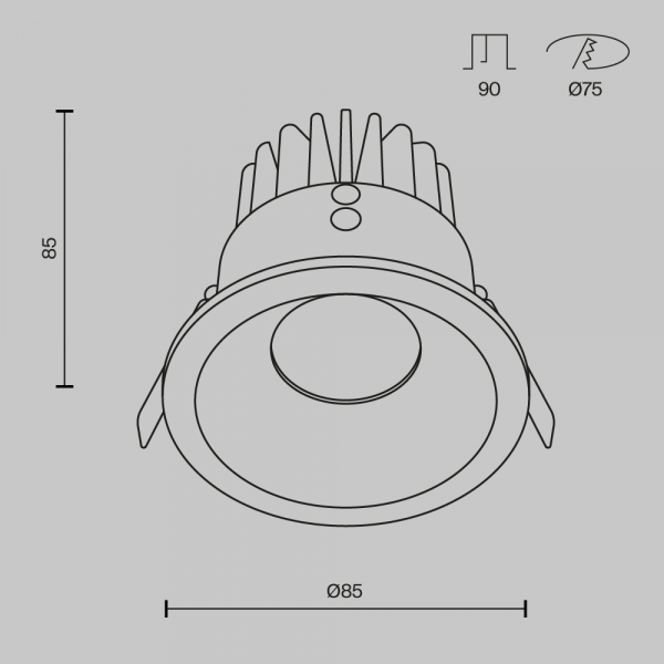 Встраиваемый светильник Technical DL034-L12W3K-D-B