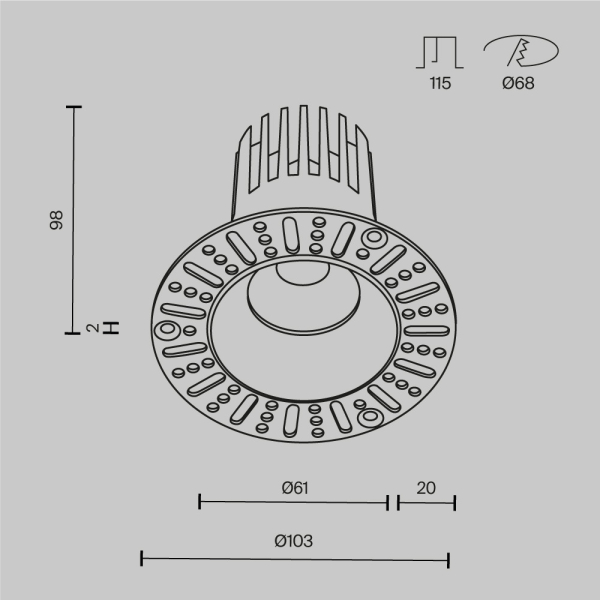 Встраиваемый светильник Technical DL121-15W-3K-TRS-W