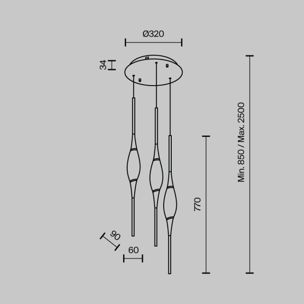 Подвесной светильник MODESTYLE MS.88921.3 BS